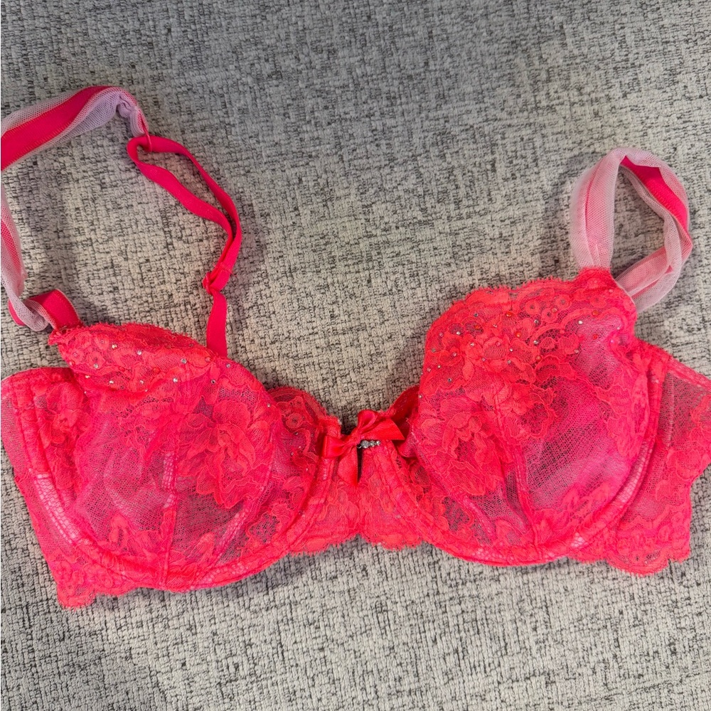 Victoria's Secret Vibrant Pink Lace Bra
